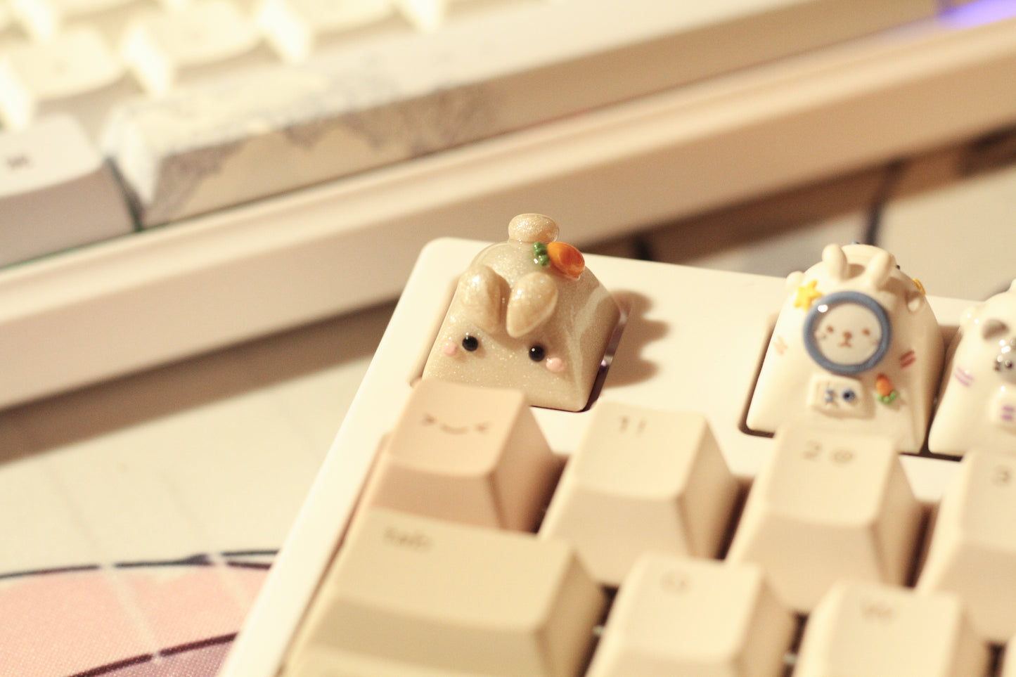 Pearl bunny with a carrot on the back.