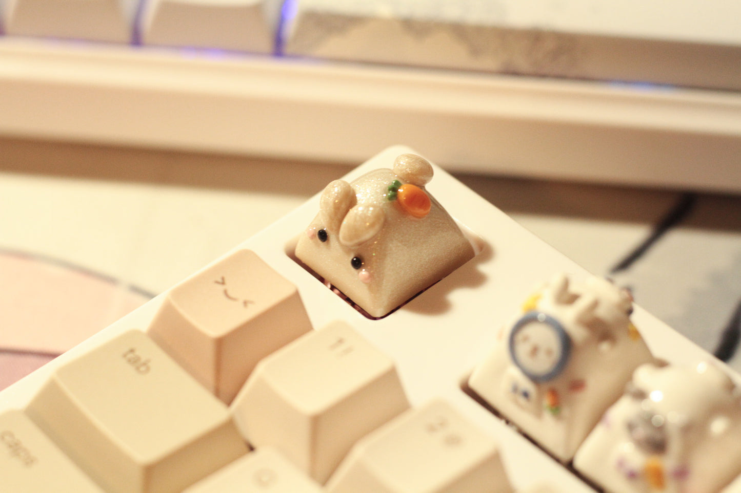 Pearl bunny with a carrot on the back.