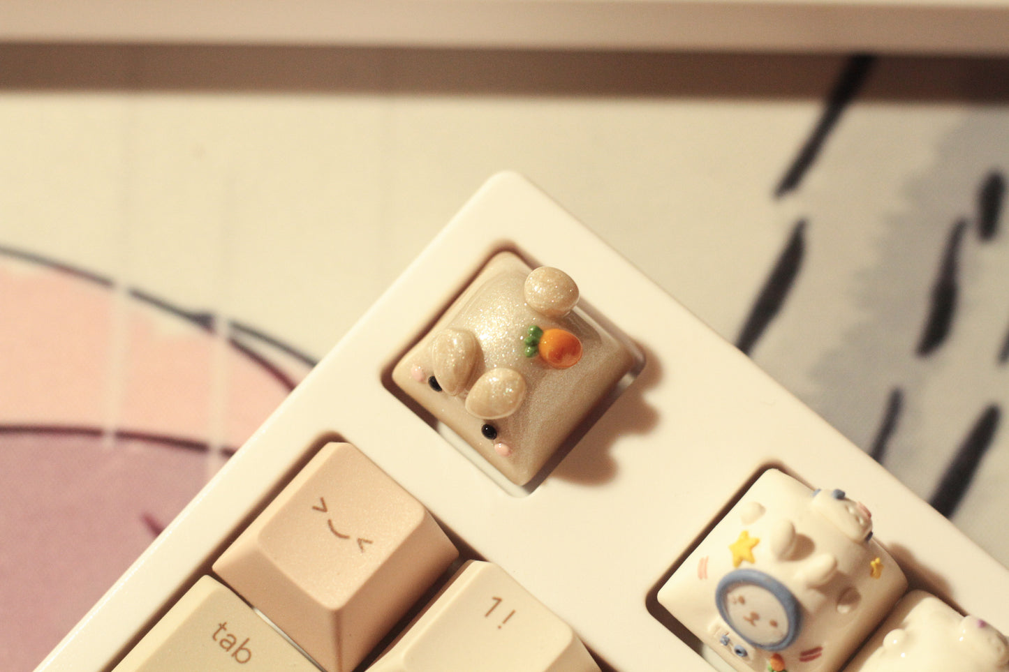 Pearl bunny with a carrot on the back.
