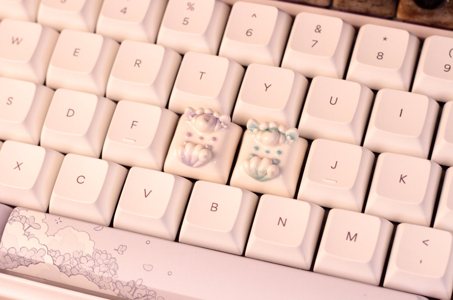 Alolan Vulpix Pokemon Polymer Clay Keycap Snow Blue & Lilac