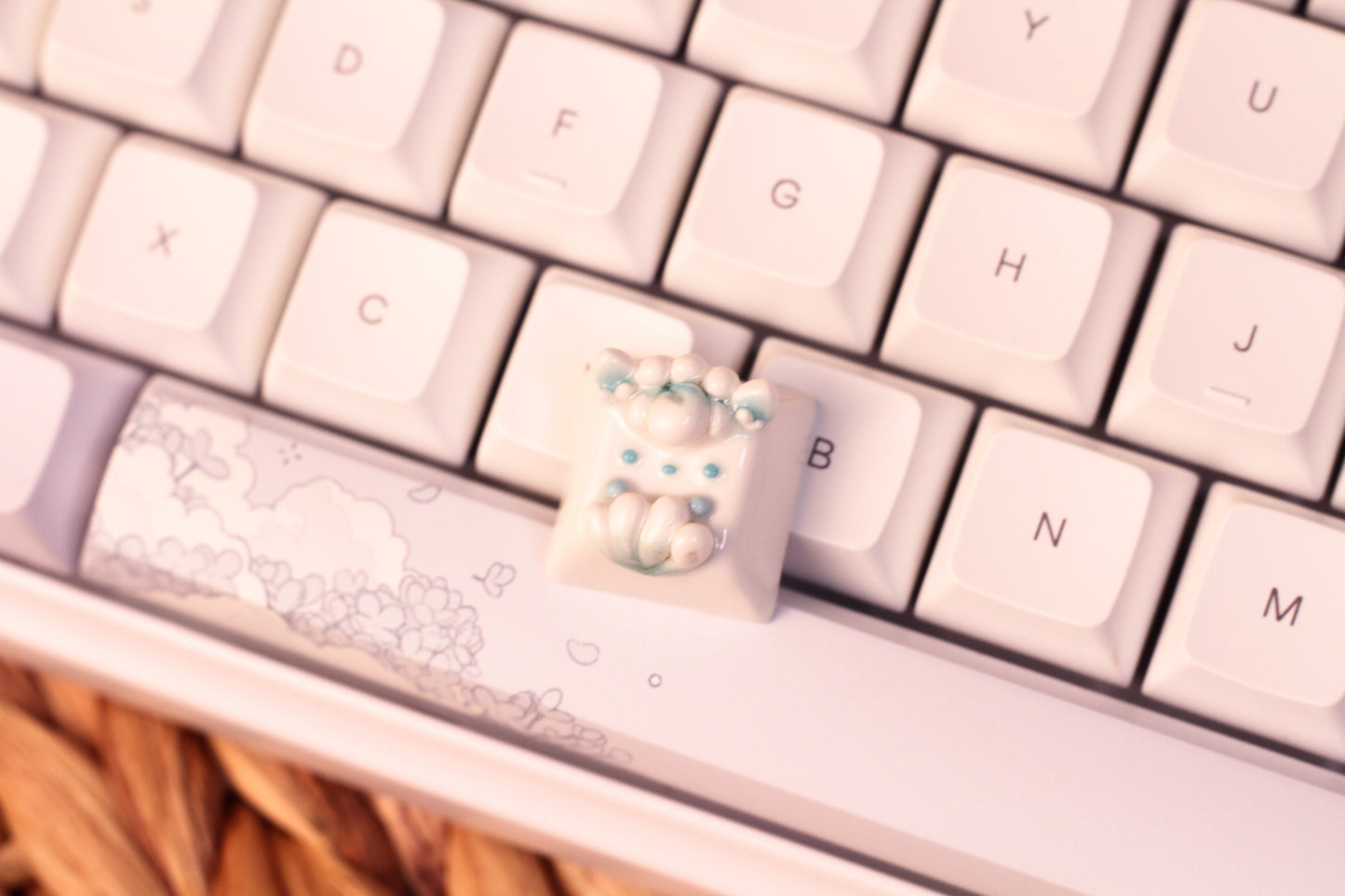 Alolan Vulpix Pokemon Polymer Clay Keycap Snow Blue