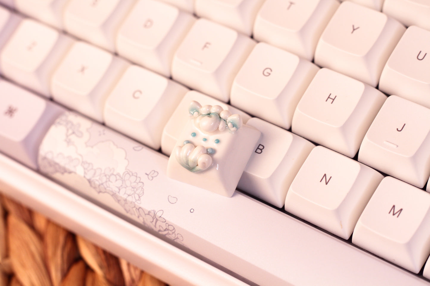 Alolan Vulpix Pokemon Polymer Clay Keycap Snow Blue