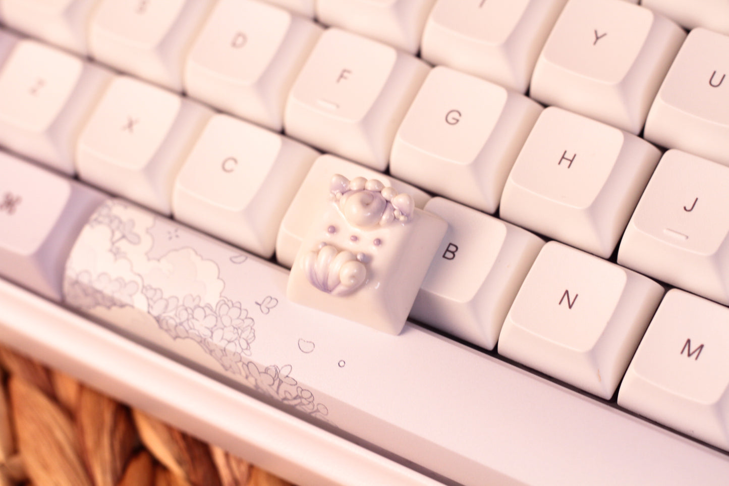 Alolan Vulpix Pokemon Polymer Clay Keycap Lilac