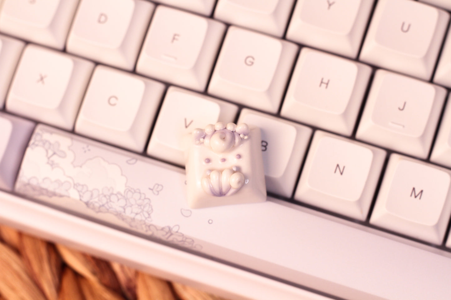 Alolan Vulpix Pokemon Polymer Clay Keycap Lilac