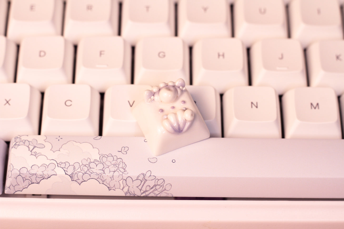 Alolan Vulpix Pokemon Polymer Clay Keycap Lilac