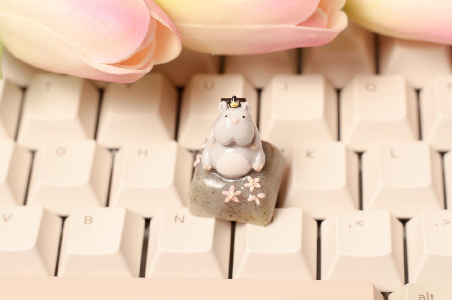 Chubby Boh & Birdy from Spirited Away. Studio Ghibli Polymer Clay keycap.