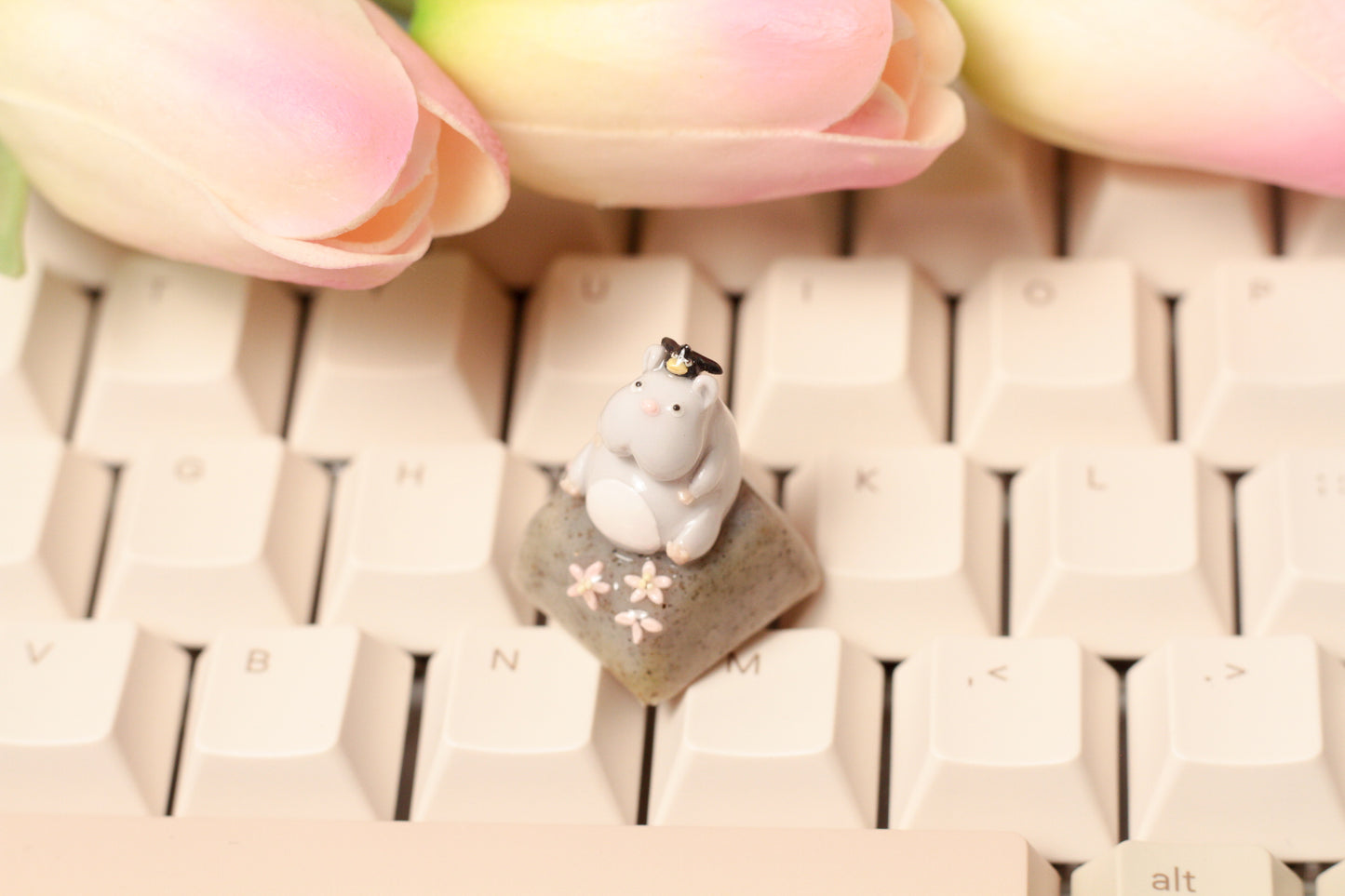 Chubby Boh & Birdy from Spirited Away. Studio Ghibli Polymer Clay keycap.