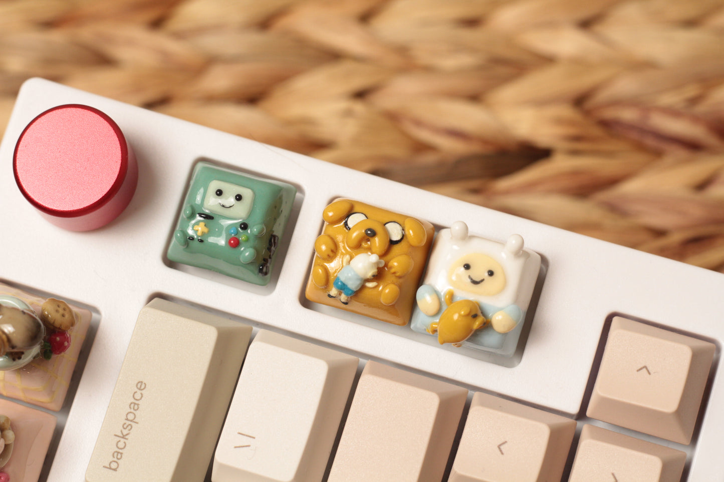 Finn, Jake & BMO from Adventure Time. Polymer Clay keycaps