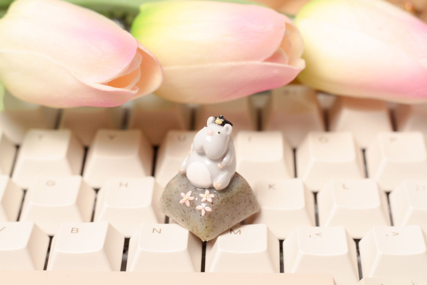 Chubby Boh & Birdy from Spirited Away. Studio Ghibli Polymer Clay keycap. 